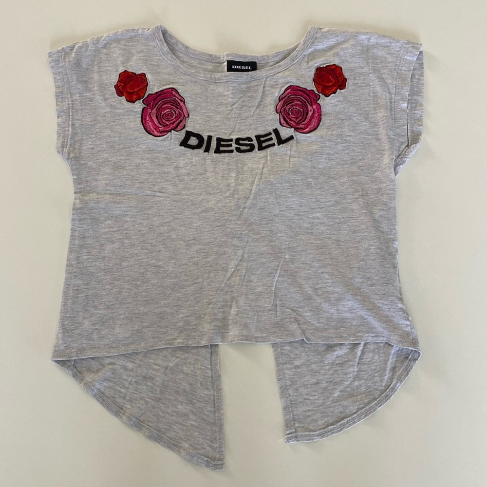 Diesel Crop Top Girls Gray Flowers
